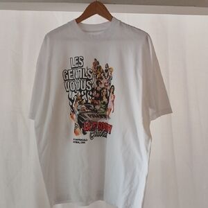 Les Gentils Voyous White Graphic Tee by La Jet Society  NEW